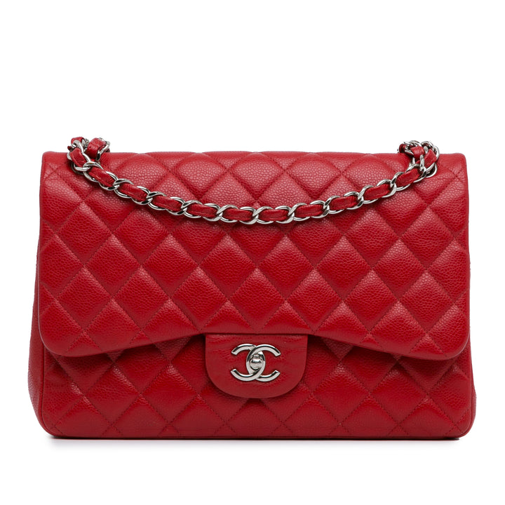 Chanel Jumbo Classic Caviar Double Flap Red - GABY PARIS