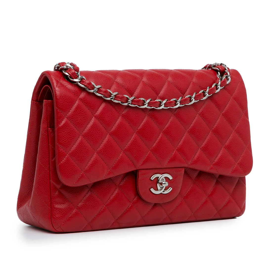 Chanel Jumbo Classic Caviar Double Flap Red - GABY PARIS