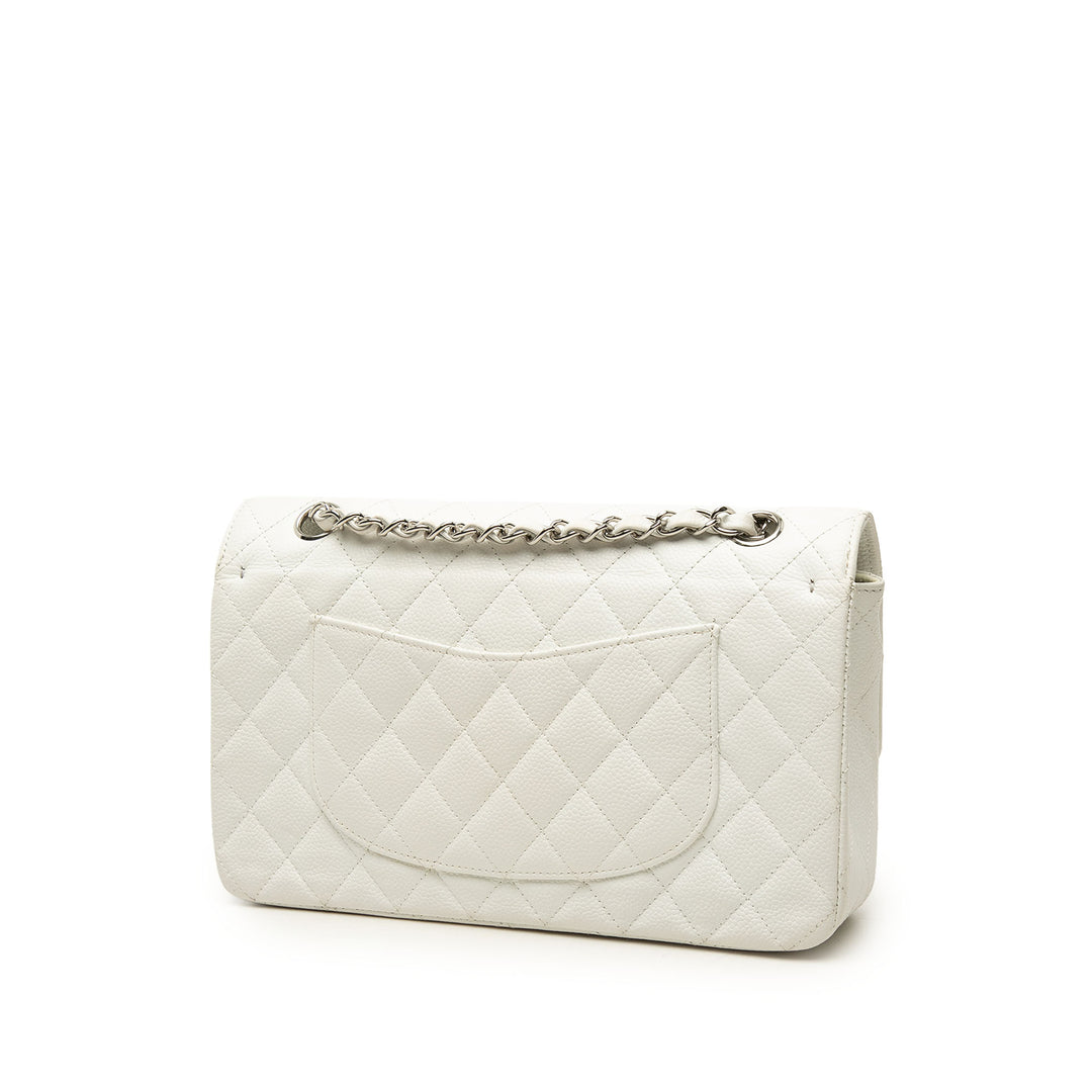 Chanel Classic Double rabat Moyen Cuir caviar Blanc – vue 2 – GABY PARIS