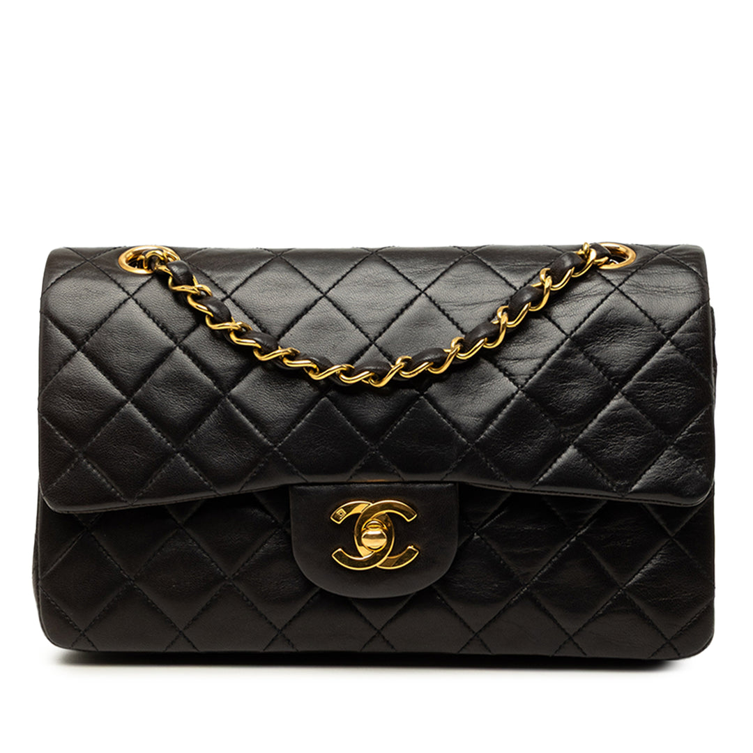 Classic Double rabat Petit Cuir d'agneau Noir