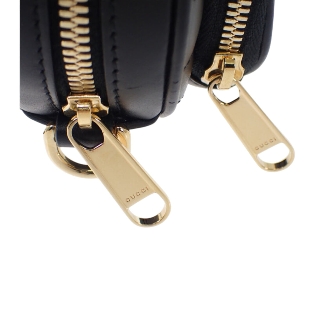 Matelasse Diagonal Interlocking G Heart Sac Mini Cuir de veau Noir