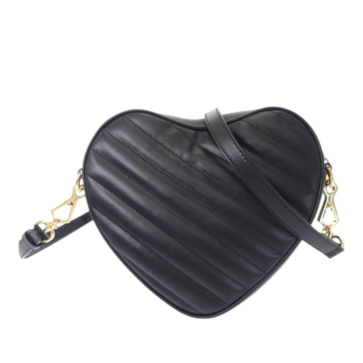 Matelasse Diagonal Interlocking G Heart Sac Mini Cuir de veau Noir
