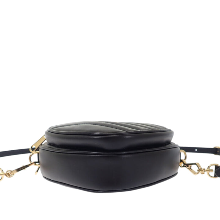 Matelasse Diagonal Interlocking G Heart Sac Mini Cuir de veau Noir