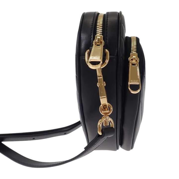 Matelasse Diagonal Interlocking G Heart Sac Mini Cuir de veau Noir