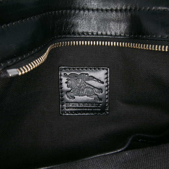 Leather and House Check Canvas Crossbody Black - Gaby Paris