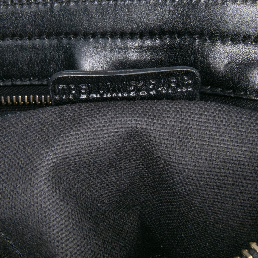 Leather and House Check Canvas Crossbody Black - Gaby Paris
