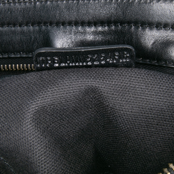 Leather and House Check Canvas Crossbody Black - Gaby Paris