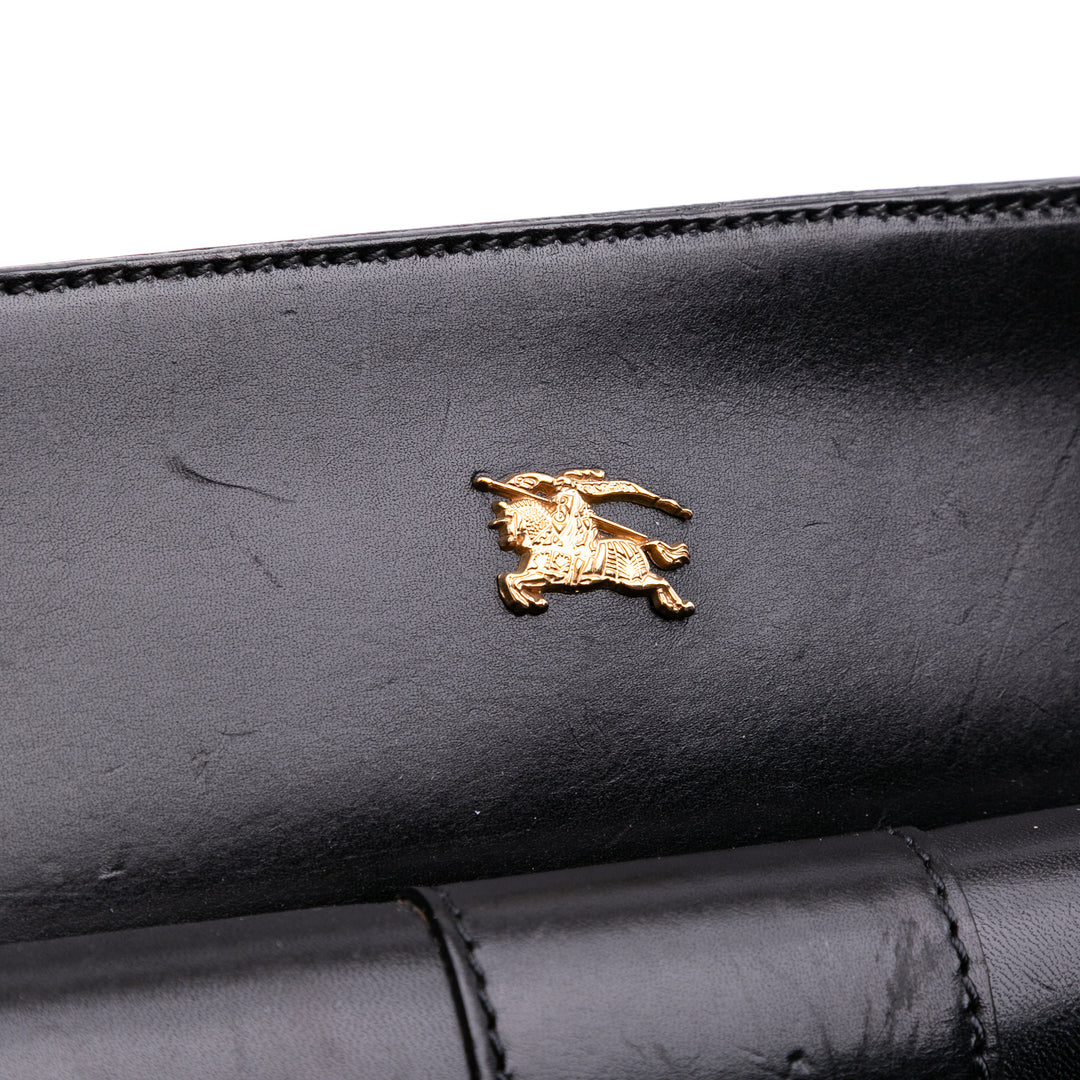 Leather and House Check Canvas Crossbody Black - Gaby Paris