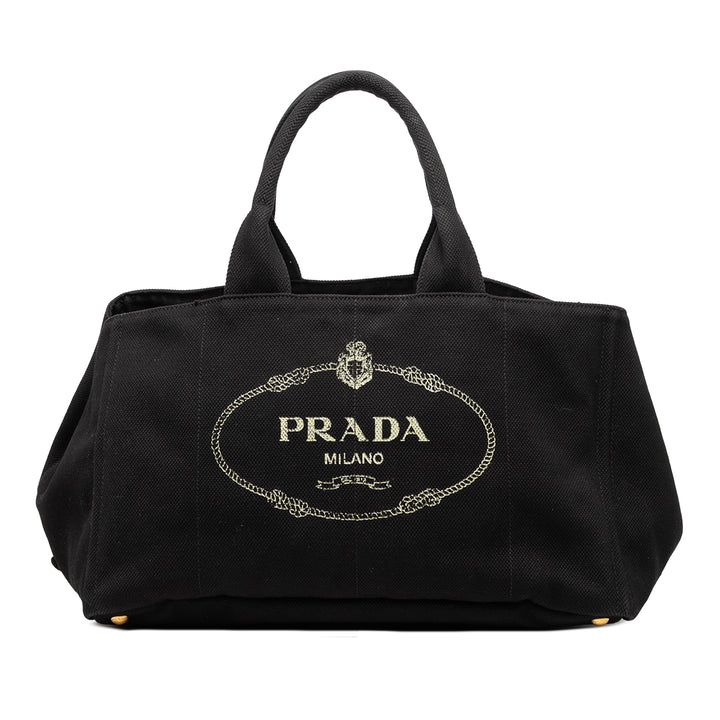 Prada Large Toile Canapa Logo Cabas