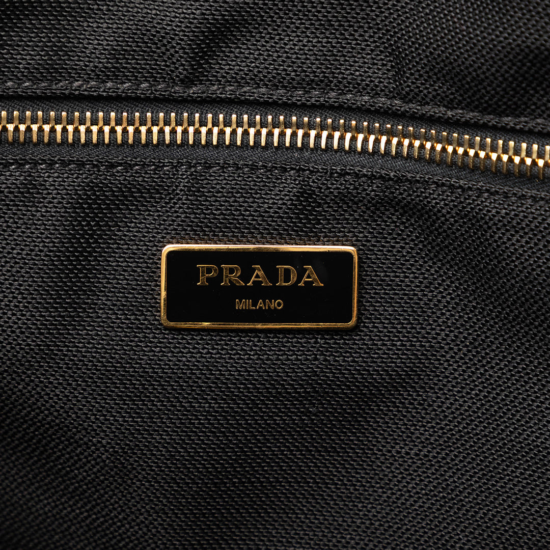 Prada Large Toile Canapa Logo Cabas