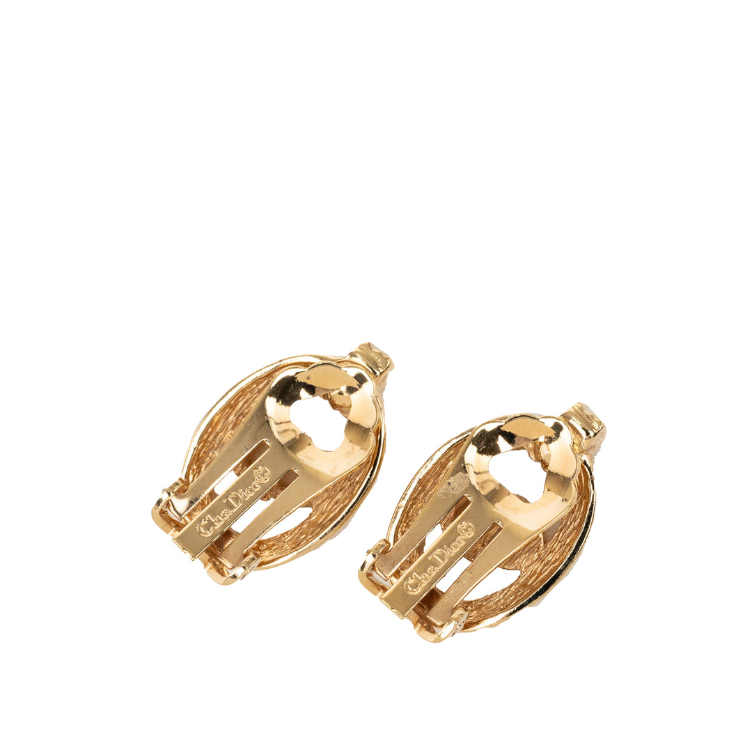 Dior plaqué Strass CD Logo Clip On Boucles d’oreilles