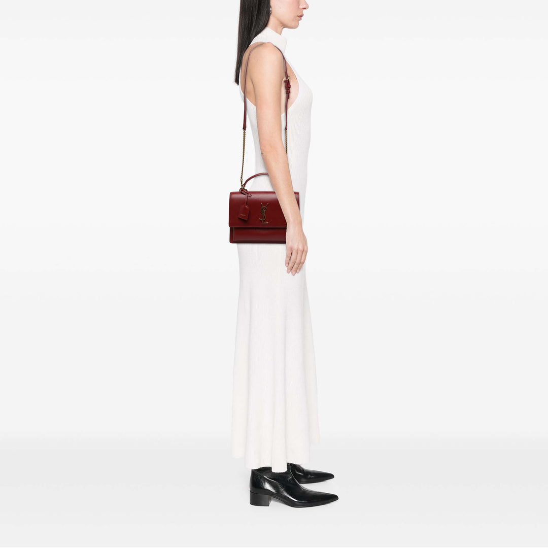 Saint Laurent Sac à main Sunset à Grand Cuir de veau Rouge – vue 6 – GABY PARIS