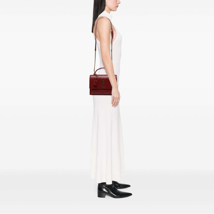 Saint Laurent Sac à main Sunset à Grand Cuir de veau Rouge – vue 6 – GABY PARIS