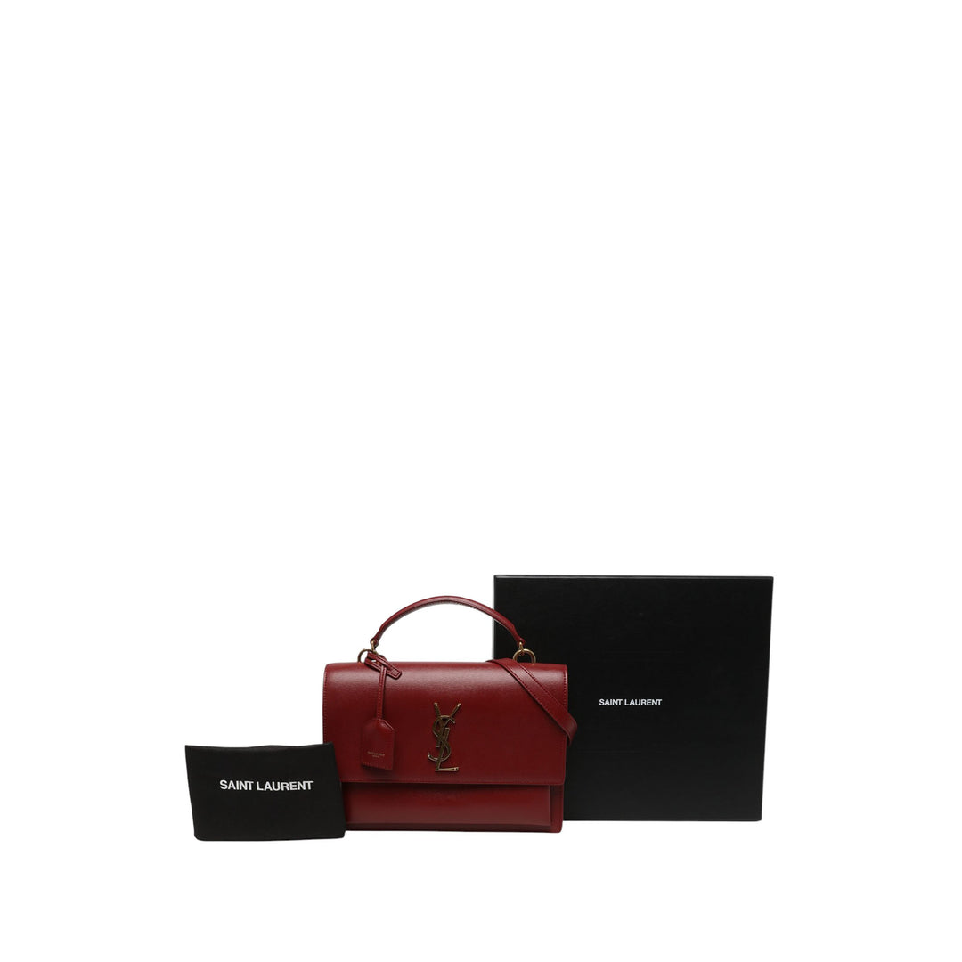 Saint Laurent Sac à main Sunset à Grand Cuir de veau Rouge – vue 7 – GABY PARIS