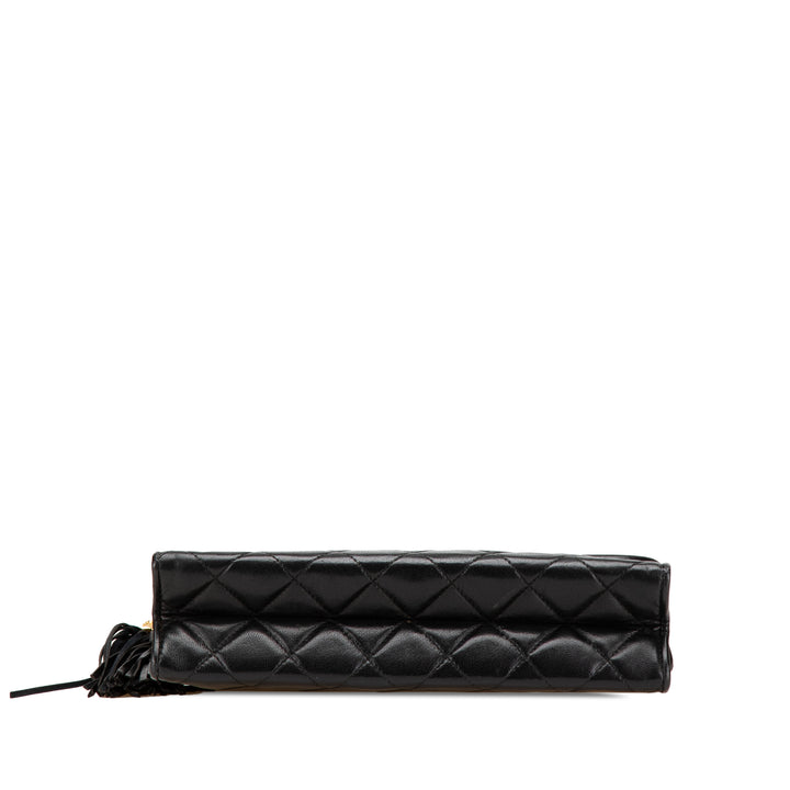 Quilted Lambskin Tassel Flap Black - Gaby Paris
