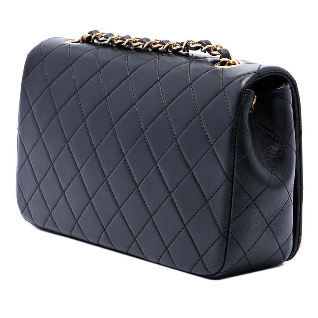 Chanel CC Matelassé Rabat intégral Moyen Cuir d'agneau Noir – vue 2 – GABY PARIS