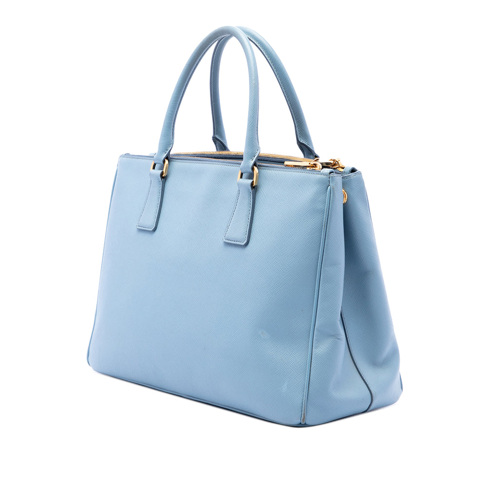 Prada Sac à main Lux Galleria Double Zippé Saffiano Moyen Bleu – vue 2 – GABY PARIS