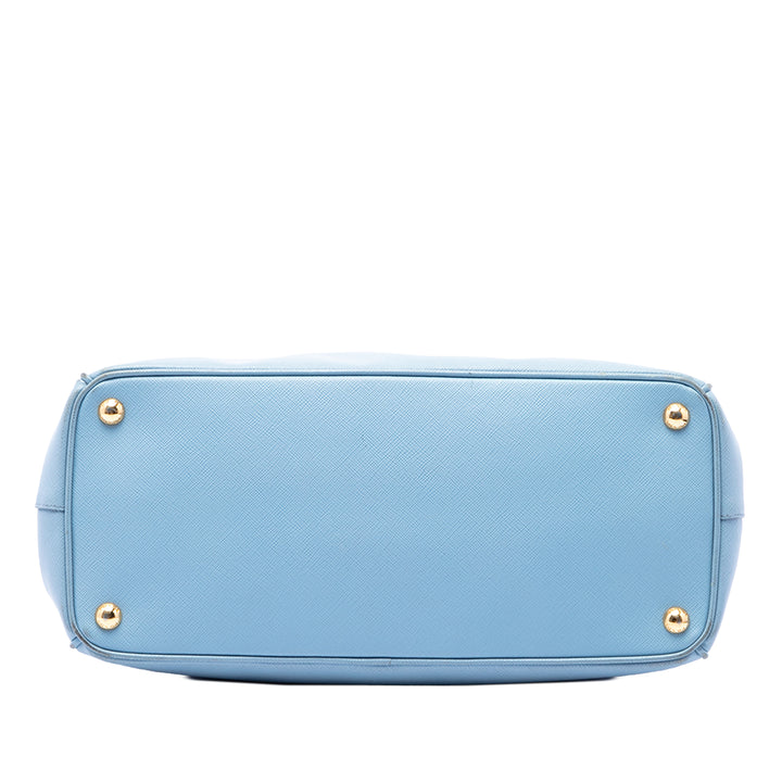 Prada Sac à main Lux Galleria Double Zippé Saffiano Moyen Bleu – vue 3 – GABY PARIS