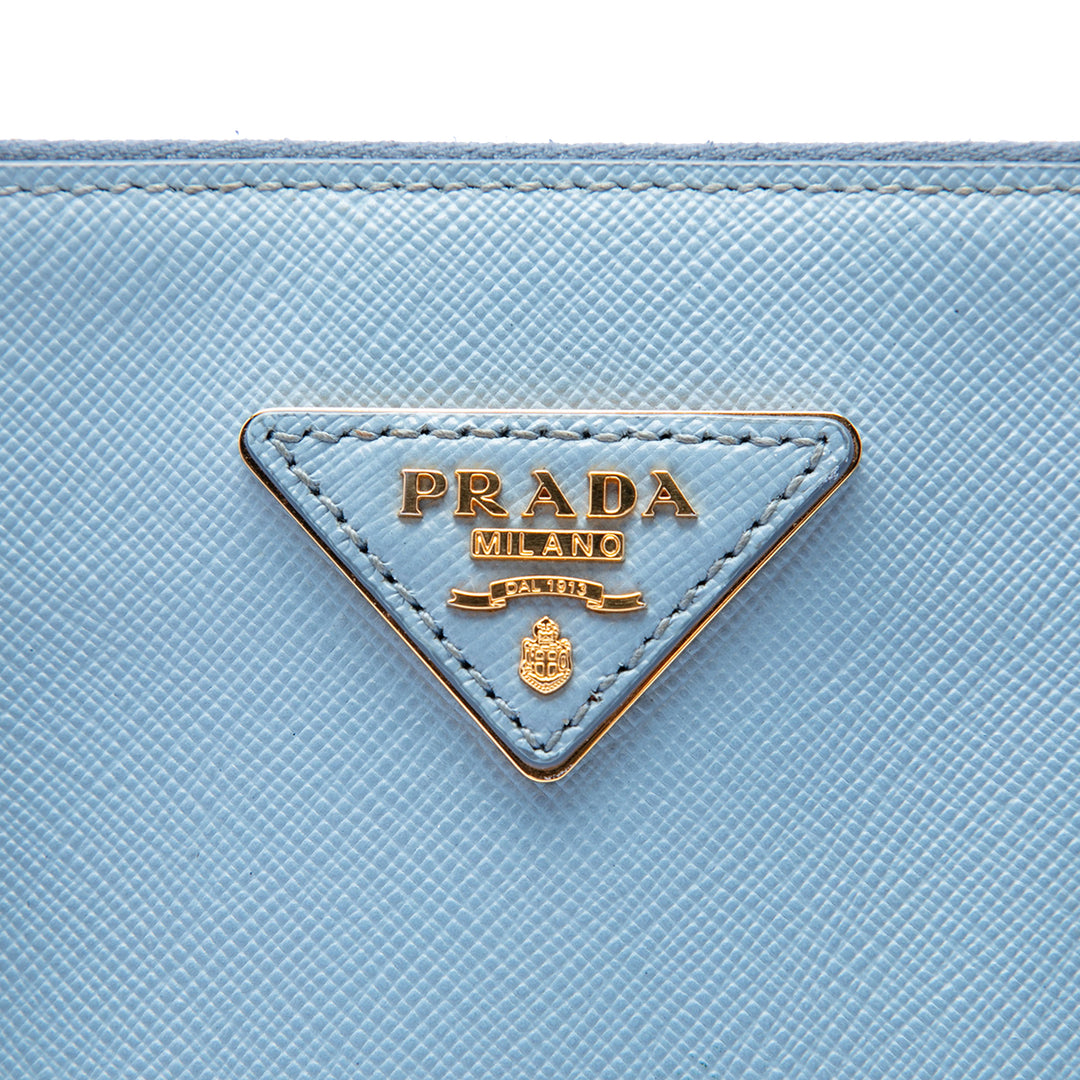 Prada Sac à main Lux Galleria Double Zippé Saffiano Moyen Bleu – vue 5 – GABY PARIS