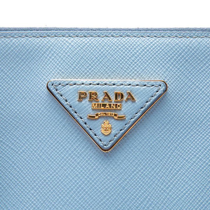 Prada Sac à main Lux Galleria Double Zippé Saffiano Moyen Bleu – vue 5 – GABY PARIS