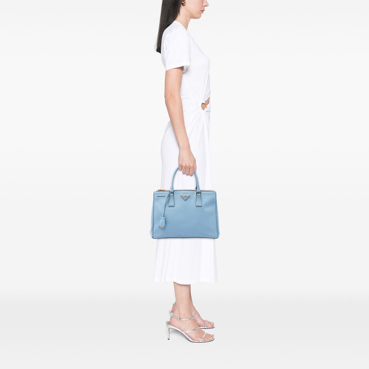Prada Sac à main Lux Galleria Double Zippé Saffiano Moyen Bleu – vue 6 – GABY PARIS