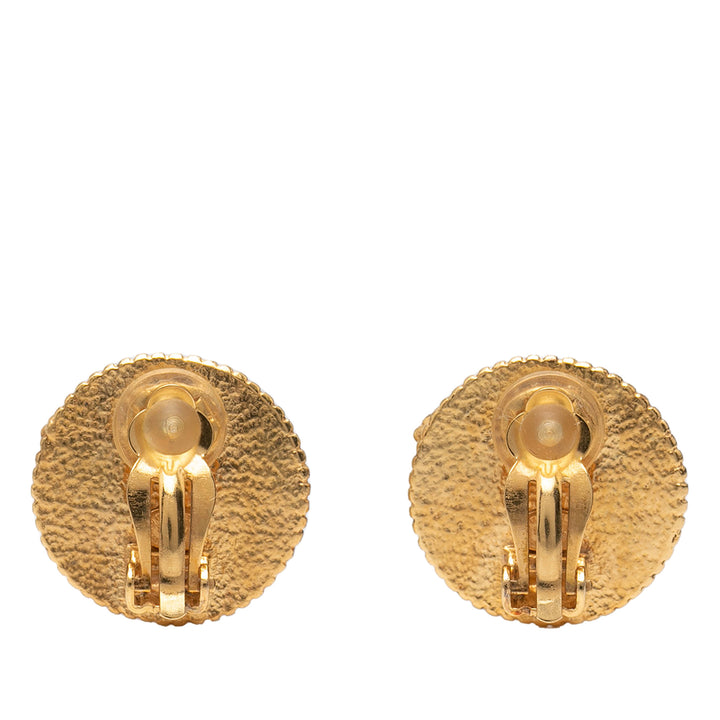 Chanel plaqué CC Rond Clip on Boucles d’oreilles