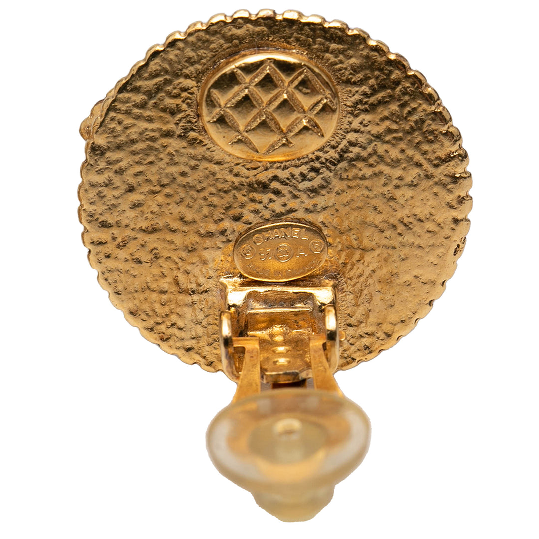 Chanel plaqué CC Rond Clip on Boucles d’oreilles