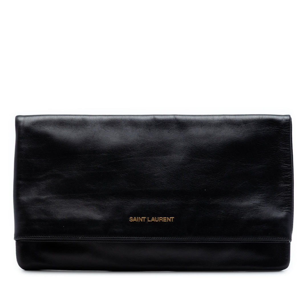 Saint Laurent Cuir Letters Fold Over Pochette