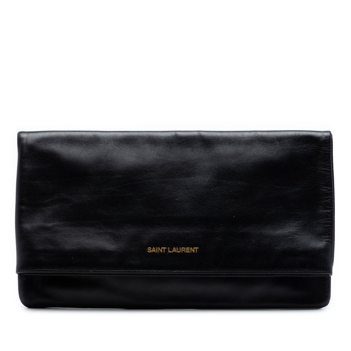 Saint Laurent Cuir Letters Fold Over Pochette