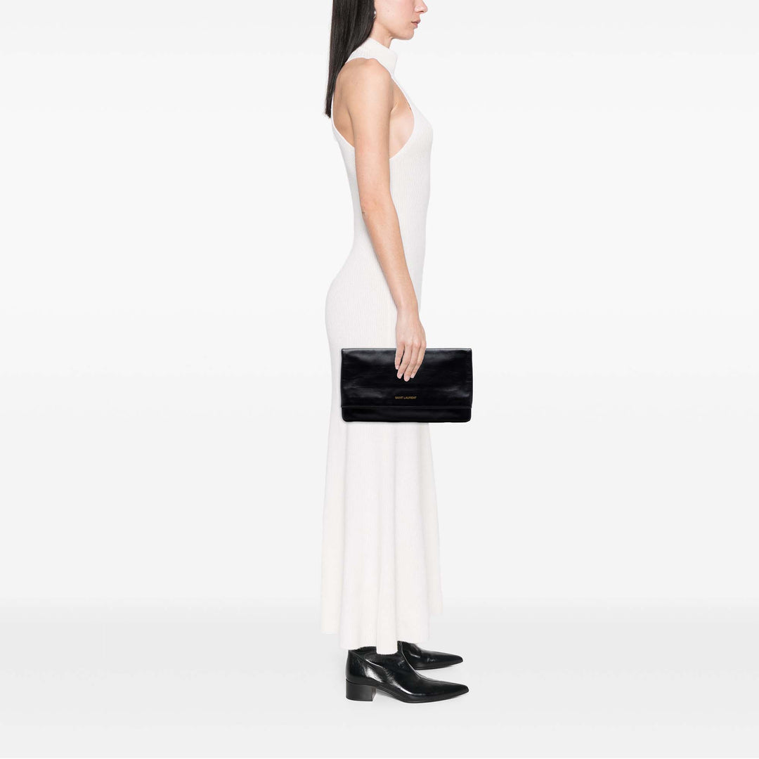 Saint Laurent Cuir Letters Fold Over Pochette