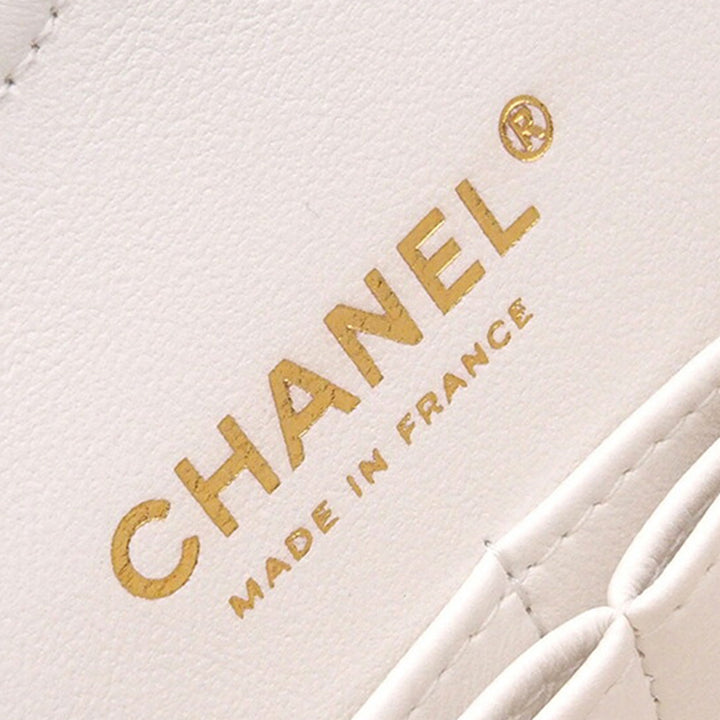 Medium Classic Caviar Rainbow Hardware Double Flap White - Gaby Paris