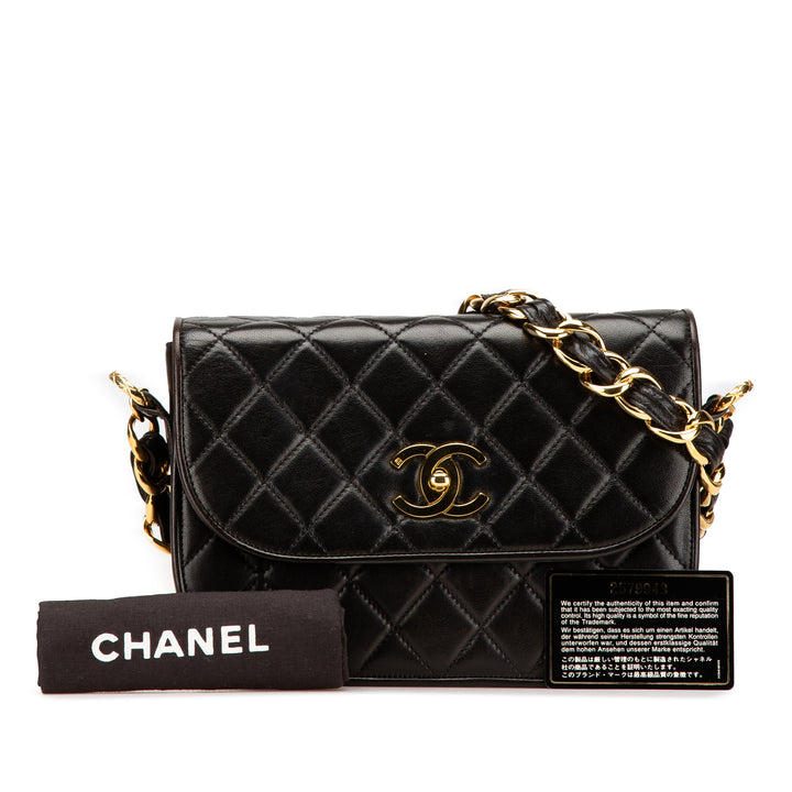 Chanel CC Matelassé Cuir d’agneau Chain à rabat