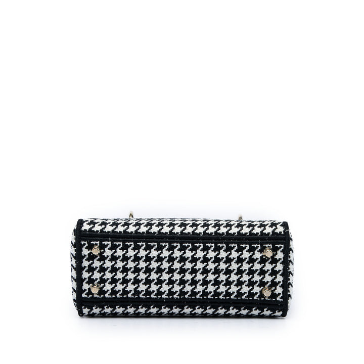 Dior brodé Houndstooth Lady D-Lite Mini Blanc – vue 3 – GABY PARIS