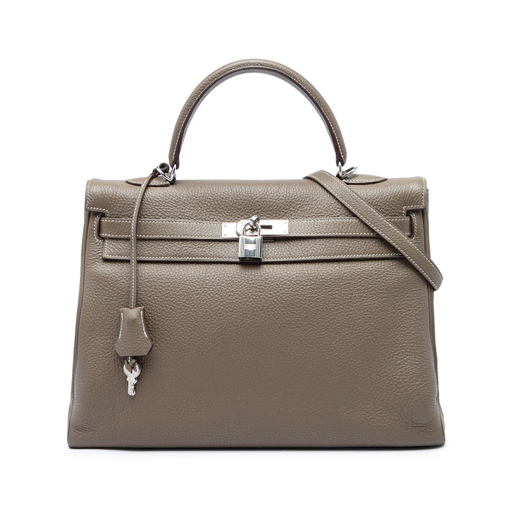 Hermès Sac à main Kelly II Retourne 35 Togo Marron – vue principale – GABY PARIS
