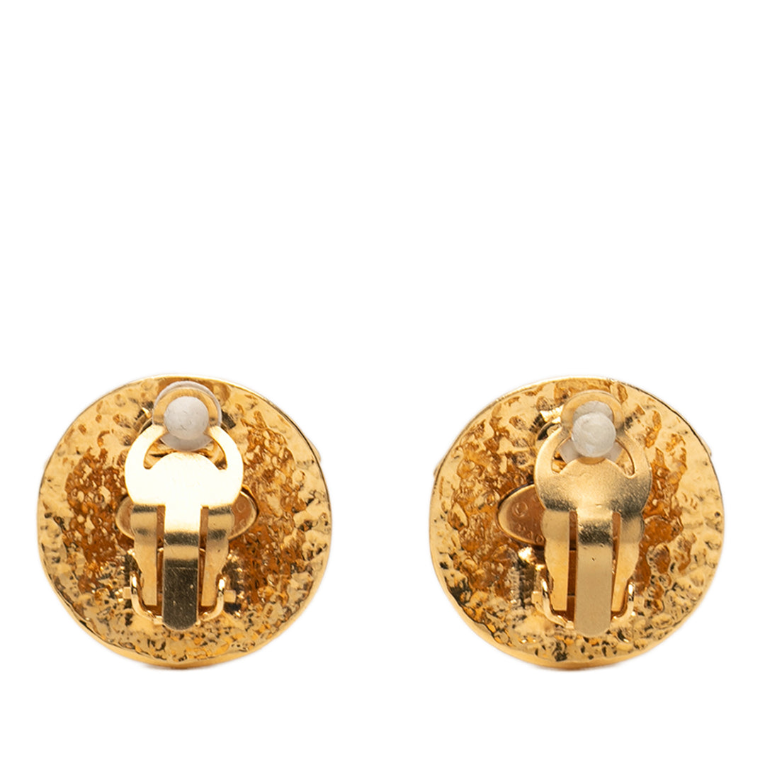 Chanel CC plaqué Rond Clip on Boucles d’oreilles