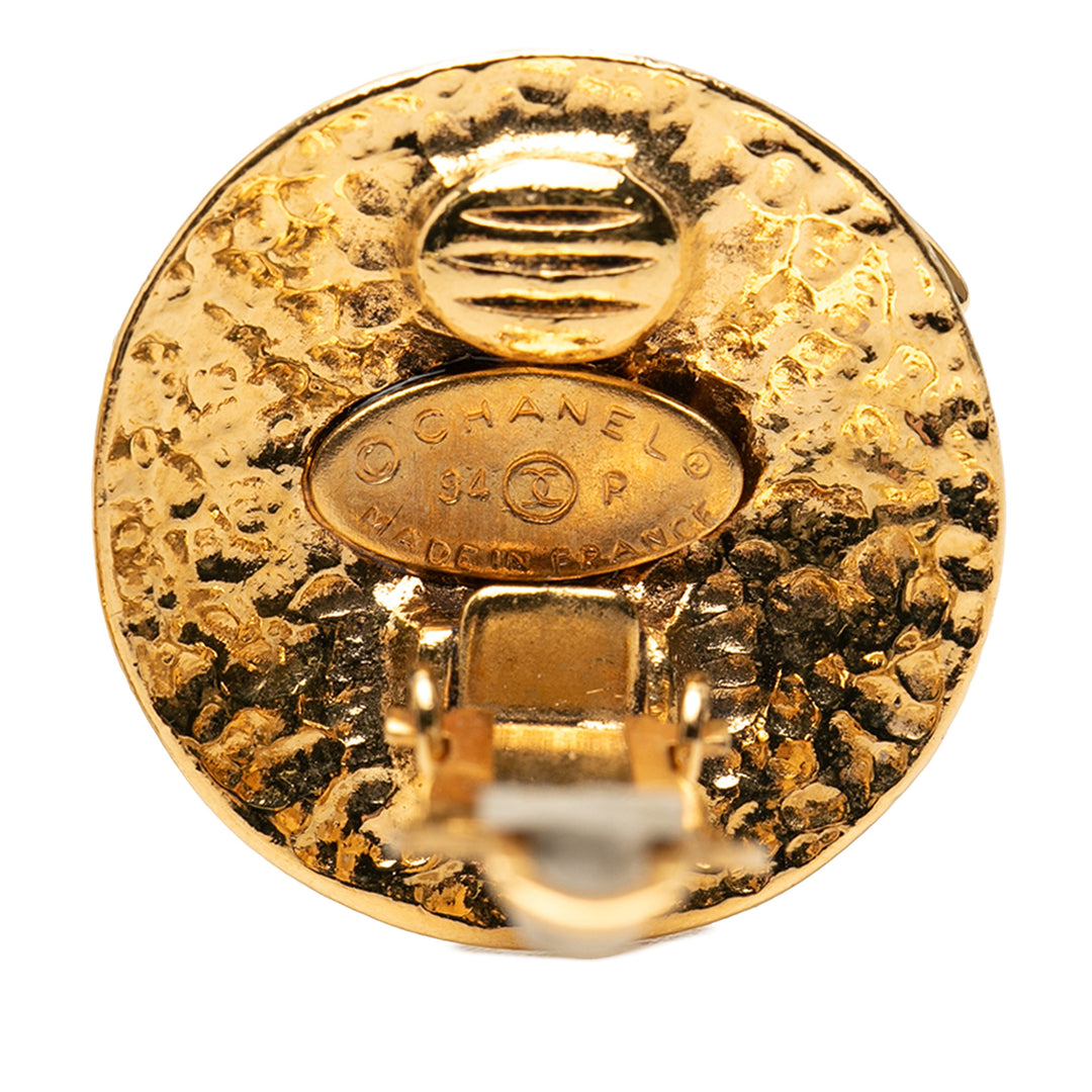 Chanel CC plaqué Rond Clip on Boucles d’oreilles