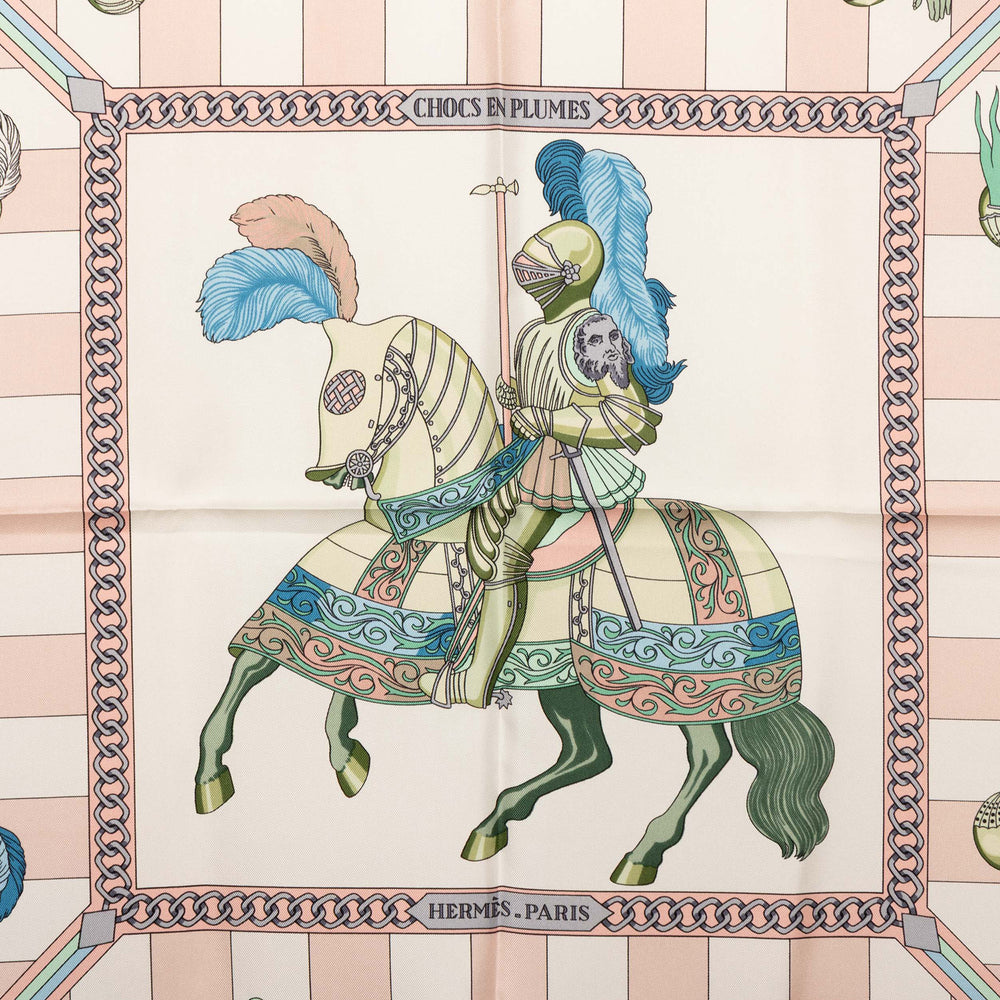 Hermès Carré Chocs En Plumes 90 Rose – vue 2 – GABY PARIS