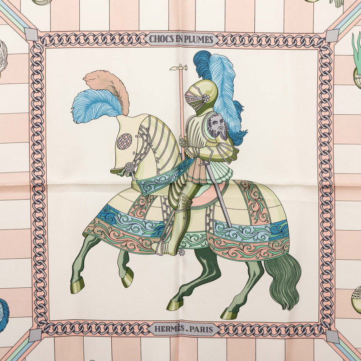 Hermès Carré Chocs En Plumes 90 Rose – vue 2 – GABY PARIS