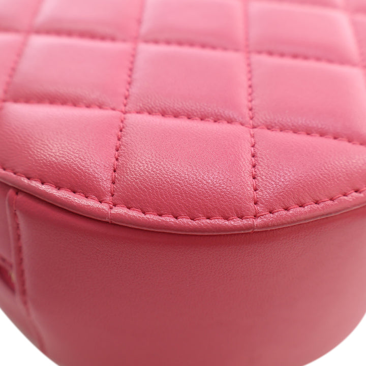 Chanel CC Matelassé Cuir d’agneau Lucky Charms Rond Pochette avec chaîne