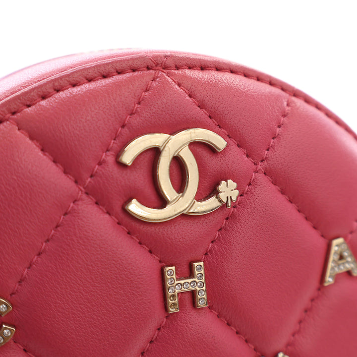 Chanel CC Matelassé Cuir d’agneau Lucky Charms Rond Pochette avec chaîne