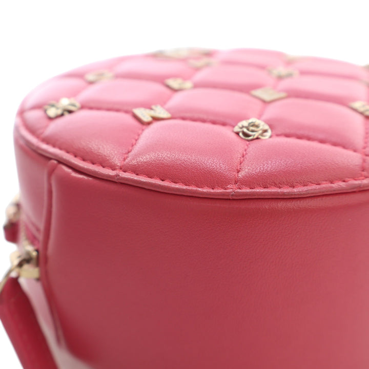 Chanel CC Matelassé Cuir d’agneau Lucky Charms Rond Pochette avec chaîne
