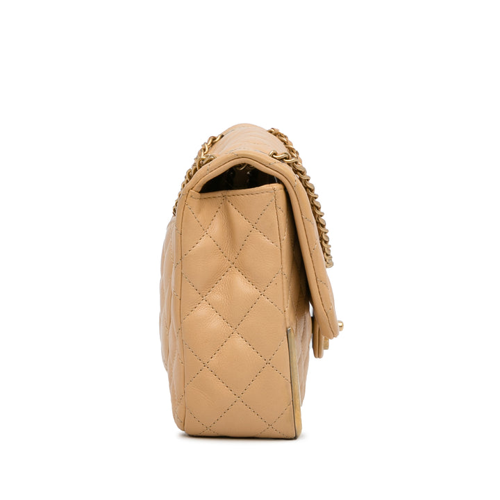 Medium Classic Lambskin Metal Edge Shoulder Bag Yellow - Gaby Paris