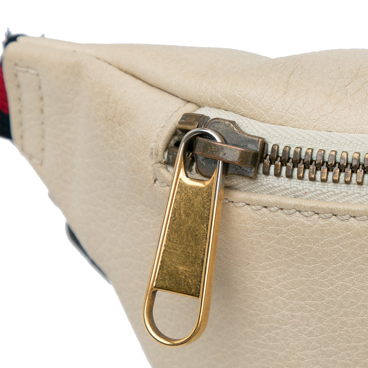 Logo Leather Belt Bag White - Gaby Paris