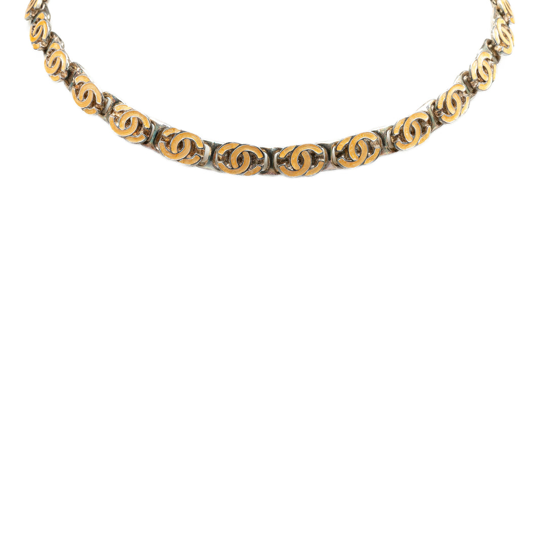 Brass Enamel CC Chain Necklace Yellow - Gaby Paris