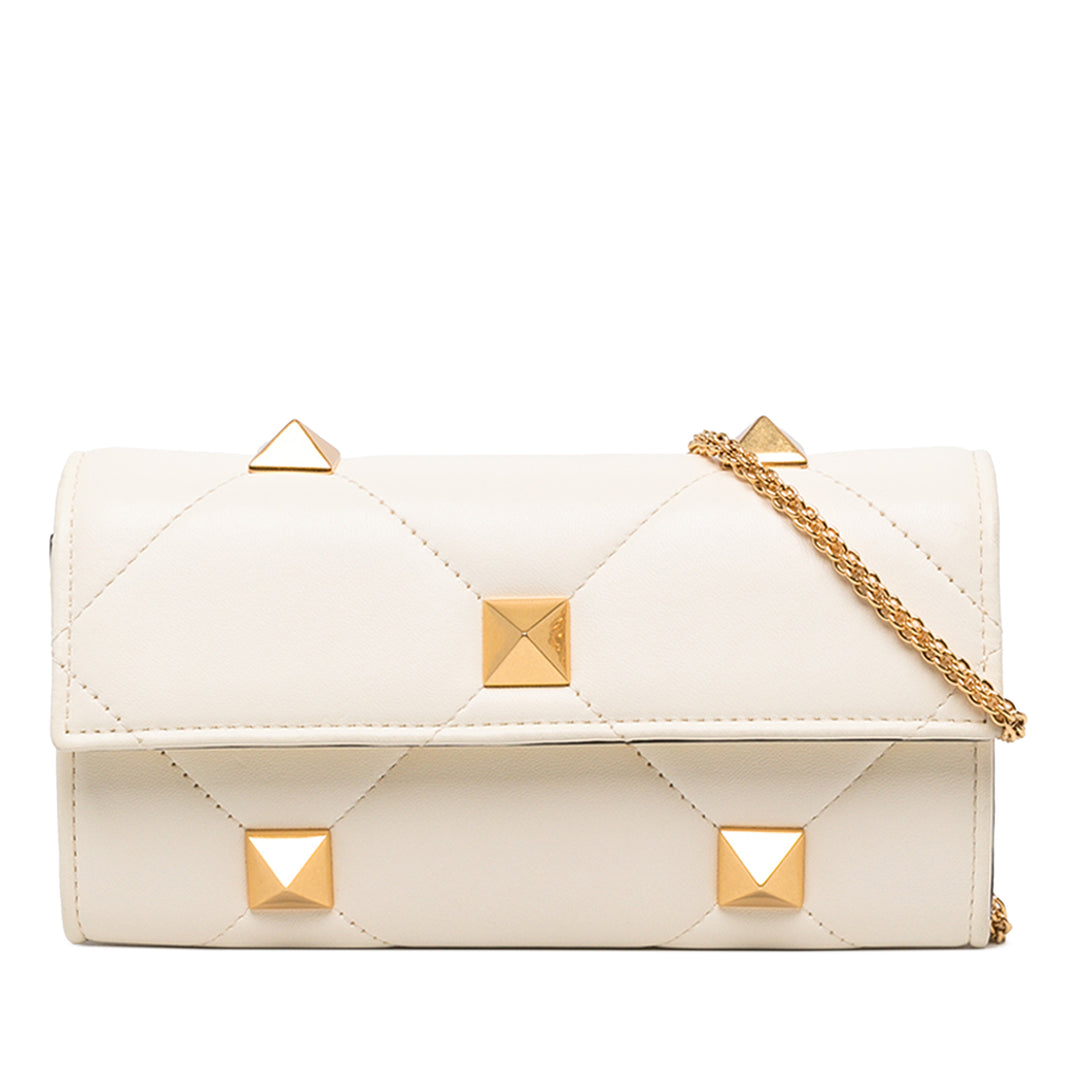 Valentino Sac bandoulière Roman Stud Wallet on Chain nappa Blanc – vue principale – GABY PARIS