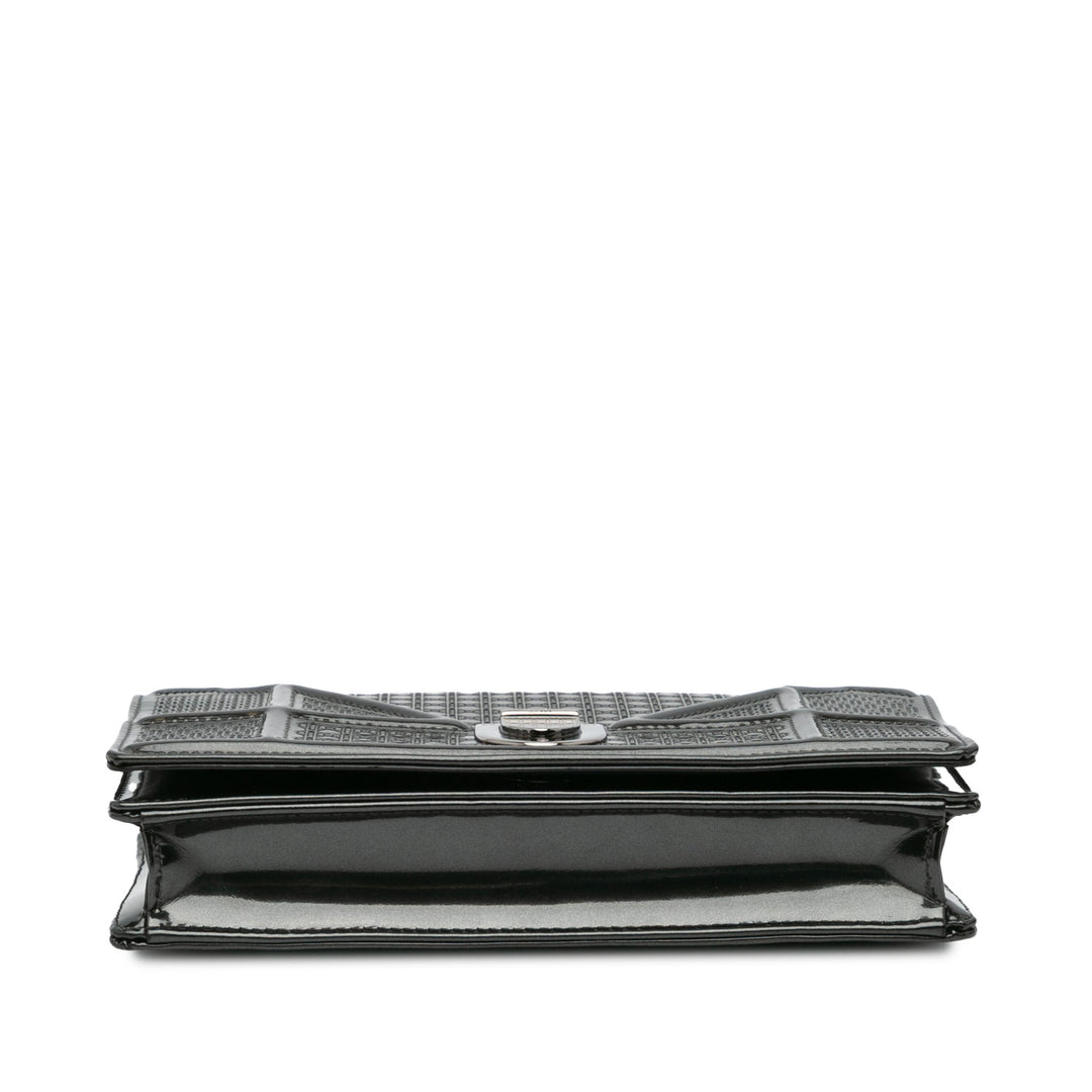 Metallic Patent Microcannage Diorama Wallet on Chain Black - Gaby Paris