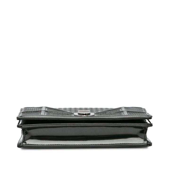 Metallic Patent Microcannage Diorama Wallet on Chain Black - Gaby Paris