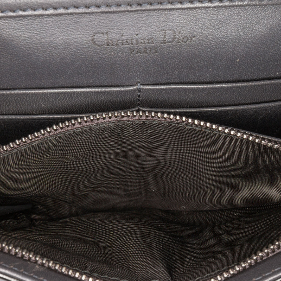 Metallic Patent Microcannage Diorama Wallet on Chain Black - Gaby Paris
