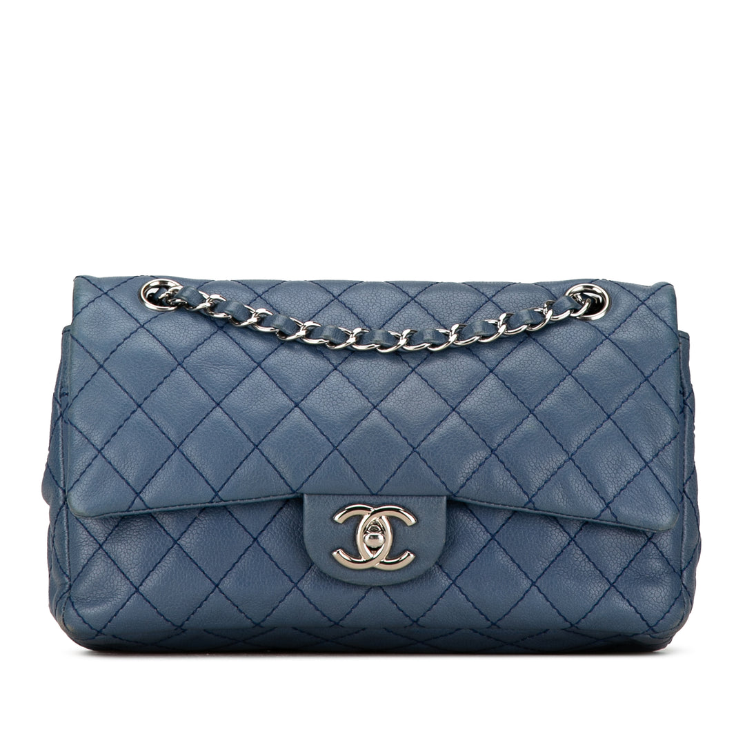 Medium Classic Caviar Double Flap Blue - Gaby Paris