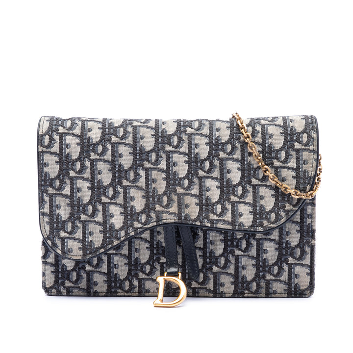 Dior Oblique Toile Saddle Pochette Wallet on Chain